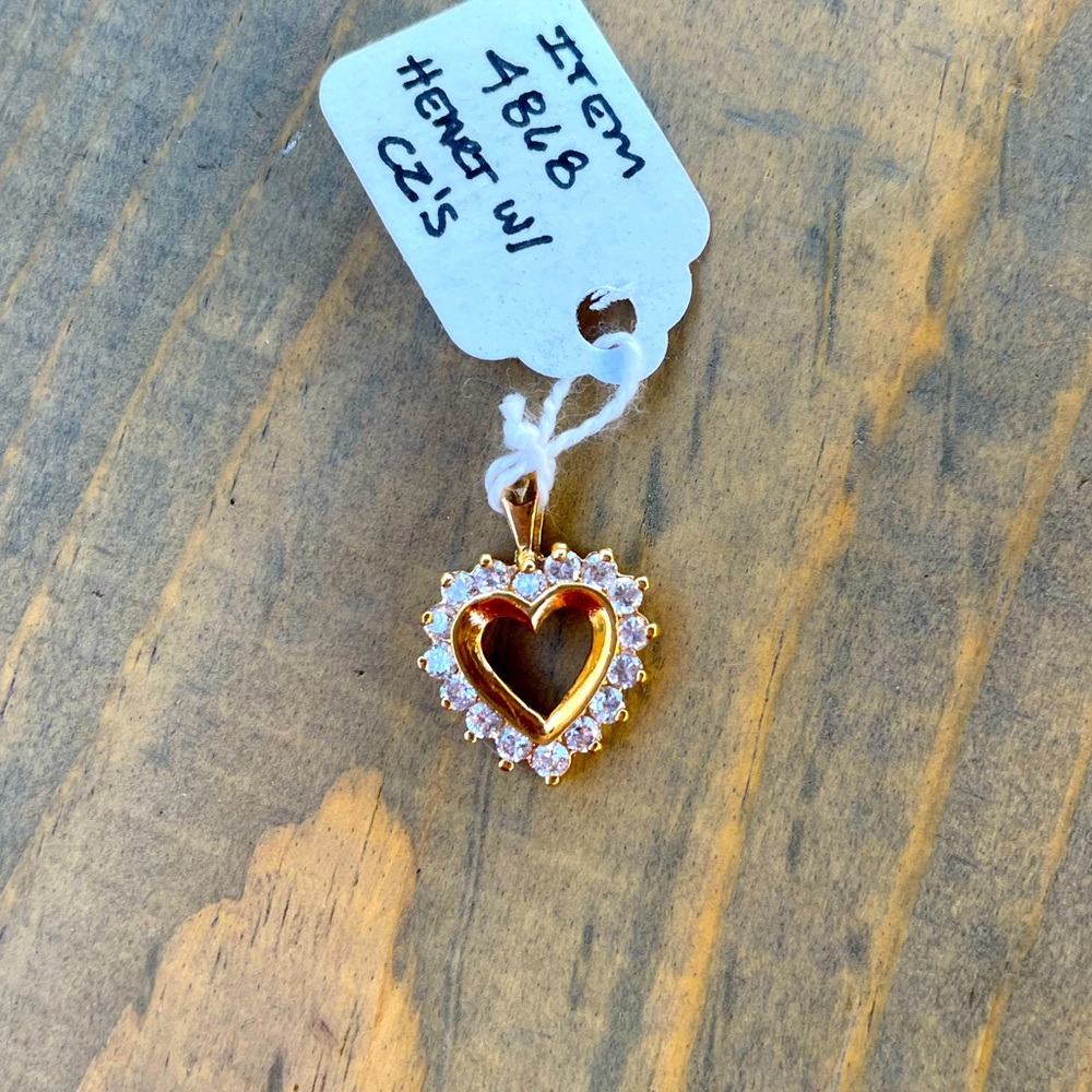 14k Gold Plated CZ Heart Pendant